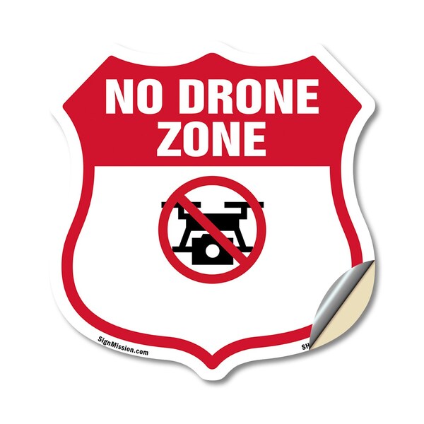 Signmission No Drone Shield Sign No Drone Zone From, 12 Inch X 12 Inch, Vinyl Decal SHI-D-12-392 - main