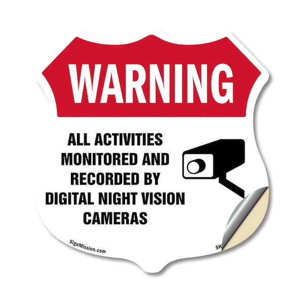 Signmission Video Surveillance Shield Label Set Warn, 18 Inch X 18 Inch, Vinyl Decal SHI-D-18-467 - main