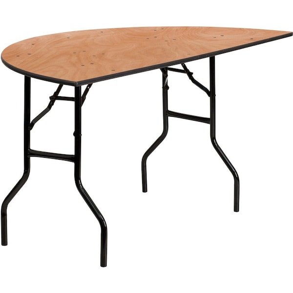 Flash Furniture Half Round Folding Table, Wood Top, Wood Grain YT-WHRFT60-HF-GG - main