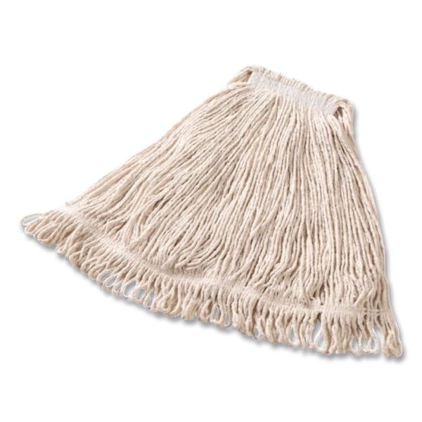 Rubbermaid Commercial Super Stitch Cotton Looped End Wet Mop Head, Large, 1" White Headband, PK6 FGD11306WH00 - main