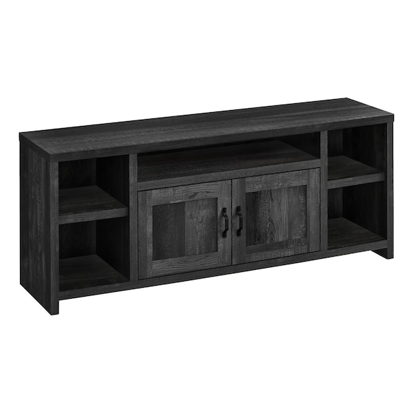 Homeroots 59in Black Cabinet Enclosed Storage TV Stand 490380 - main