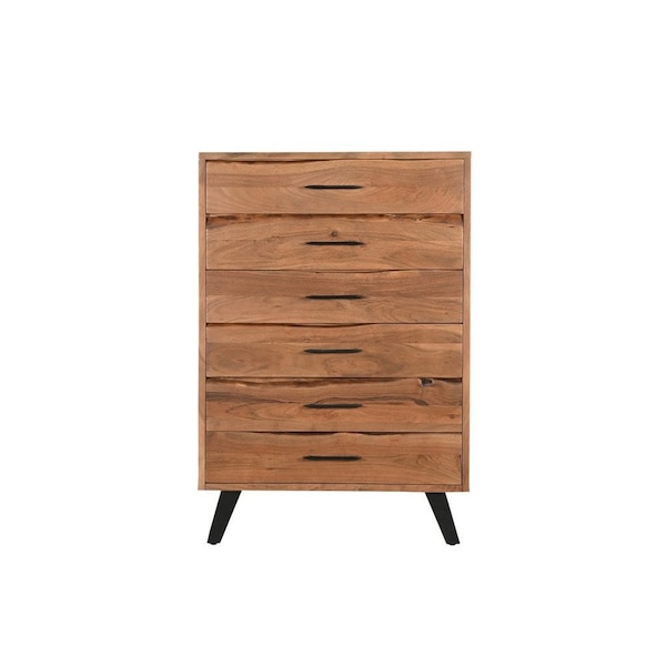 Homeroots 36" Natural Live Edge Solid Wood Five Drawer Dresser 571536 - main
