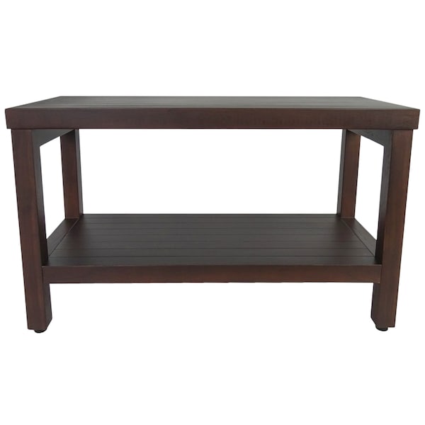 Homeroots Rectangular Teak Shower Stool Or Bench With Shelf In Brown Finish 376668 - main