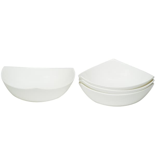Homeroots White Six Piece Triangle Bone China Service For Six Bowl Set 483494 - main