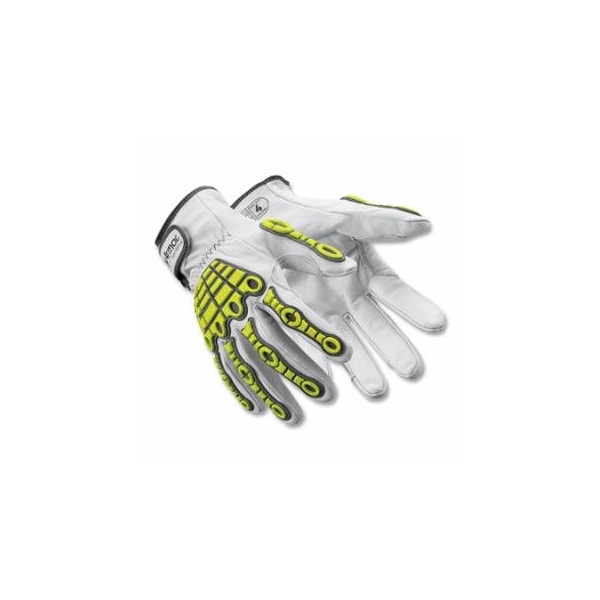 Hexarmor Chrome Series 4080 Impact-Resistant Gloves, A8 Cut, Large, White/Hi-vis Yellow, Goatskin 572-4080-L-9 - main