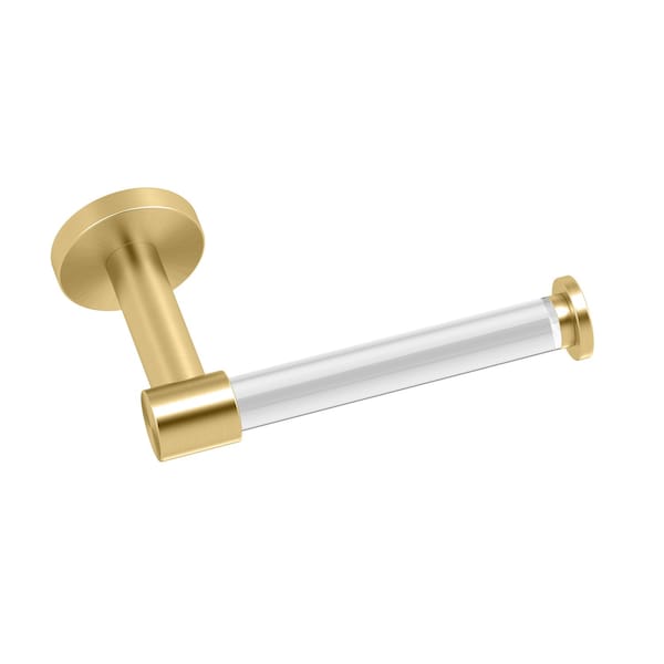 Gatco Clarion Euro Toilet Paper Holder, Crystal-Clear Acrylic/Brushed Brass 5733 - main