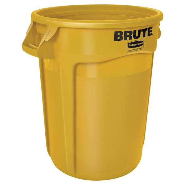 Rubbermaid Commercial BRUTE 32 gal Round Heavy Duty Plastic Can, Yellow, None, Plastic, Not Applicable FG263200YEL - main