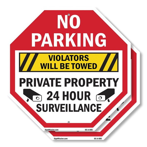 Signmission No Parking Violators Will Be Towed, 10 inch X 10 inch, Aluminum Metal Signs, 2PK OC-A-2PACK-10-85 - main