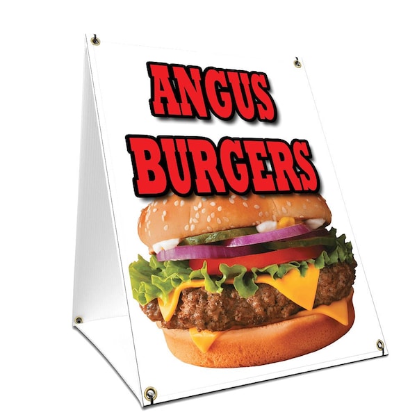 Signmission Angus Burgers, 36 Inch x 24 Inch A-frame Yard Sign, Plastic Sign SBC-2436-Angus Burgers - main