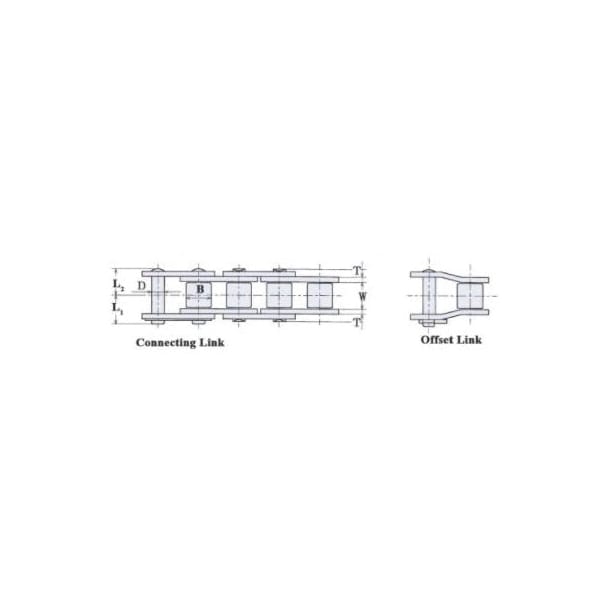 Hkk Chain Riveted Standard Roller chain, 250 ft OAL, 3/8 P, 0.2 Dia x 3/16 in W Roller, Alloy Steel RC035R1E - main