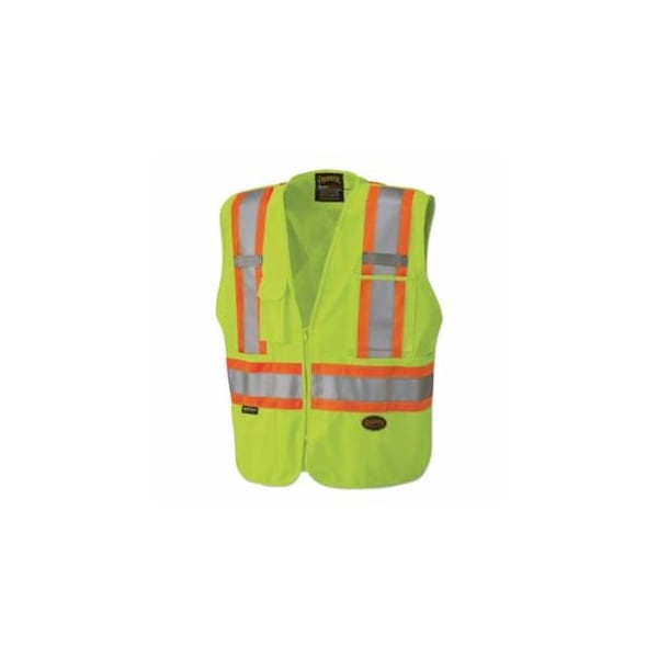 Pioneer 6935AU/6936AU/6937AU HV Zip-Up Snap Break Away Safety Vest, Medium, Green 852-V1021260U-M - main