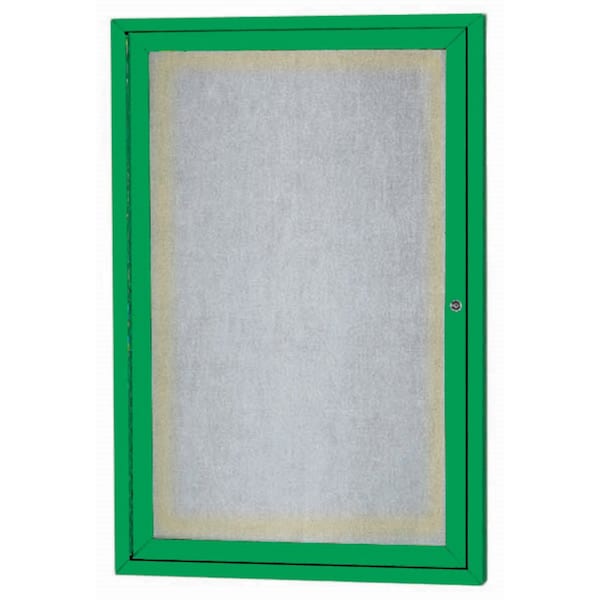 Aarco Outdoor Illuminated Enclosed Bulletin Board w/ Al Frame, Powder Coated Green, 36''Hx24''W ODCC3624RIG - main