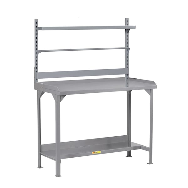 Little Giant Heavy-Duty Packaging Table with Retaining Lips, Bin Rail, Roll Goods Holder & Shelf WSL2-2448-36-BR-RG-SHLF - main