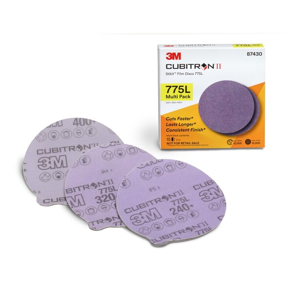 3M Cubitron 3M II Stikit Film Disc, 87430, 5 in x NH, 240+ to 400+, Multi-pack, 20PK 775L - main