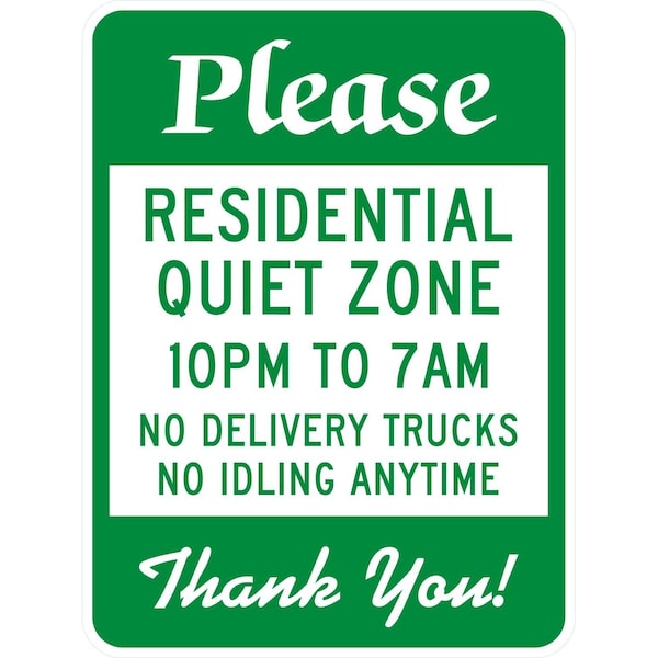 Lyle Please, Residential Quiet Zone 10 PM To 7 AM, No Delivery T, 18x24, Non-Reflective, White G-11212-NA_18x24 - main