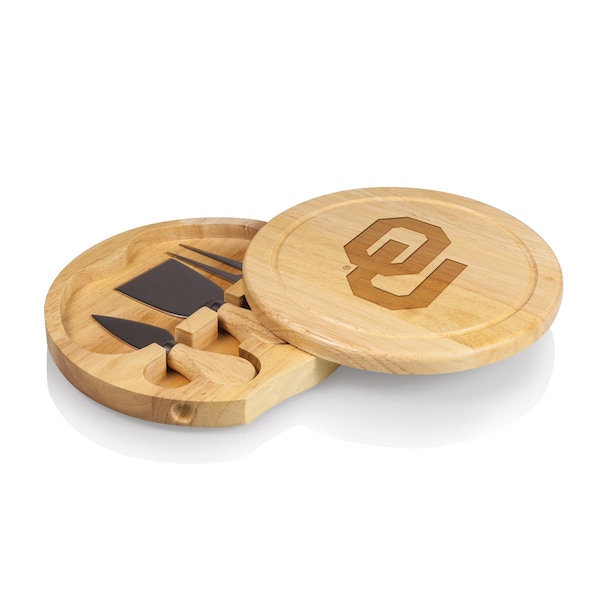Picnic Time Family Of Brands NCAA Oklahoma Sooners Brie Cheese Board and Knife Set - Charcuterie Board Set 878-00-505-453-0 - main