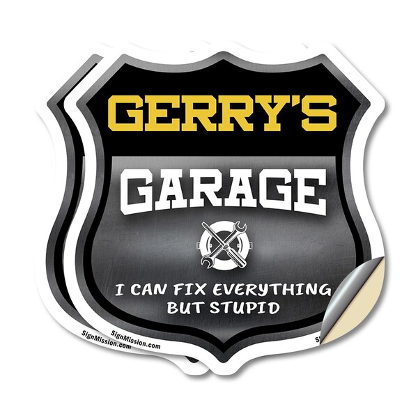 Signmission Gerry's Garage I Can Fix Everything But Stupid, 4 inch X 4 inch, Vinyl Decal, 2PK SHI-D-2PACK-4-490-GERRY - main