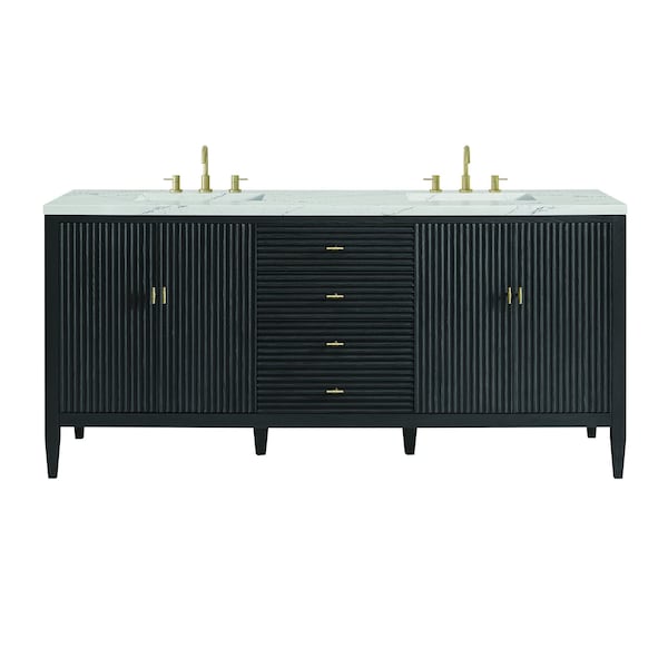 James Martin Vanities Myrrin 72'' D Vanity, Carbon Oak w/ Ethereal Noctis Silestone Top w/FreePower Wireless Charger 485-V72-CBO-FENC - main