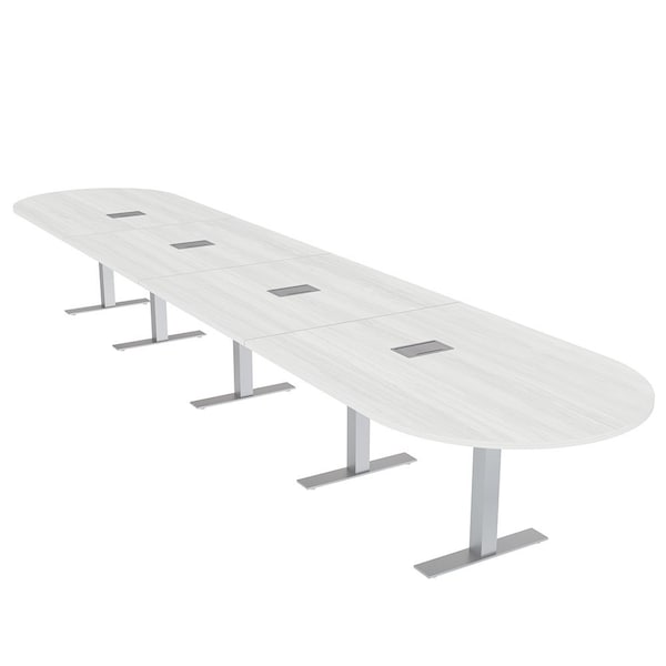 Skutchi Designs 18ft Racetrack Conference Table With Power | Harmony Series | 18 Person Meeting Room Table HAR-RAC-48X216-T-WA7976-ESIL - main