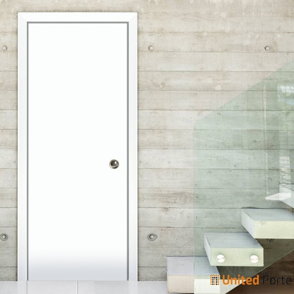 Sartodoors Sliding French Pocket Door with, Planum 0010 White Silk, Kit Trims Rail Hardware, Solid Wood Interi PLANUM0010PD-WS-18 - main