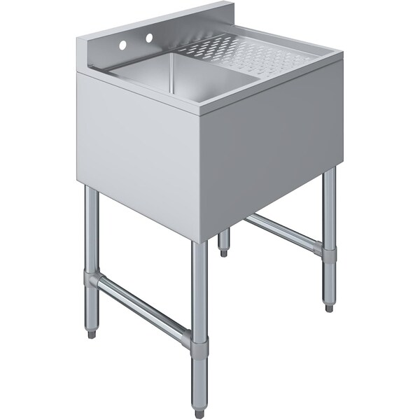 Amgood Underbar Sink With Right Drainboard, 1 bowl, Freestanding, 304 Stainless Steel, 19 in. W x 10 in. H AMG SINK BAR S1C-101410-R-NF-Z - main