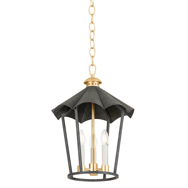 Troy Lighting Wildomar 3 Light Lantern 13.5 In. Vintage Gold Leaf/French Iron F3714-VGL/FRN - main