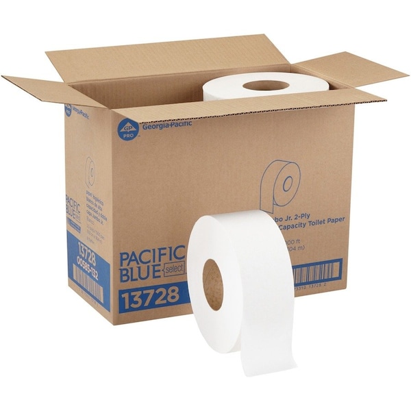Georgia-Pacific Pacific Blue Basic, Jumbo, 2 Ply, Continuous Sheets, White, 8 PK 13728 - main
