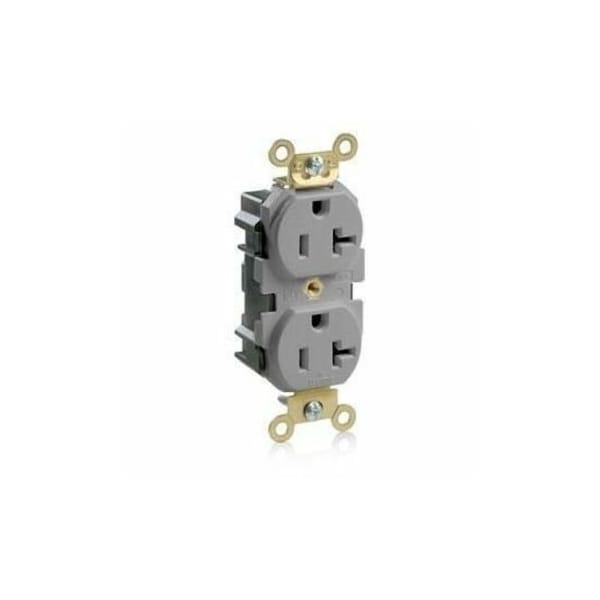 Leviton Straight Blade Receptacle, 5-20R, 20 A, 125V AC, Flush Mount, Self-Grounded M5362-GY - main