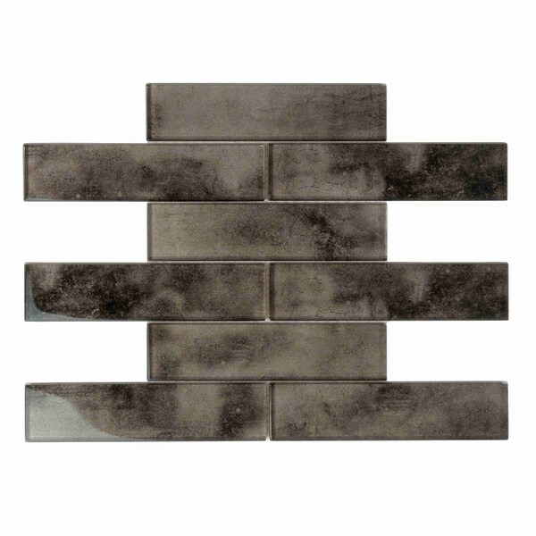 Apollo Tile Dark Gray 11.8 in x 11.8 in Glass Glossy Floor and Wall Mosaic Tile 4.83 sqft/case, 5PK APLC8811A - main