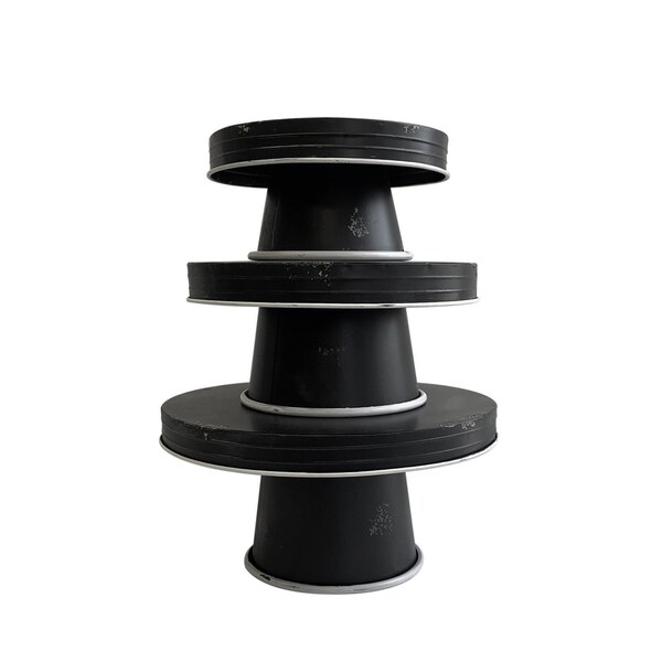 Homeroots Set of Three Black And White Metal Round Cake Stand Risers 636141 - main