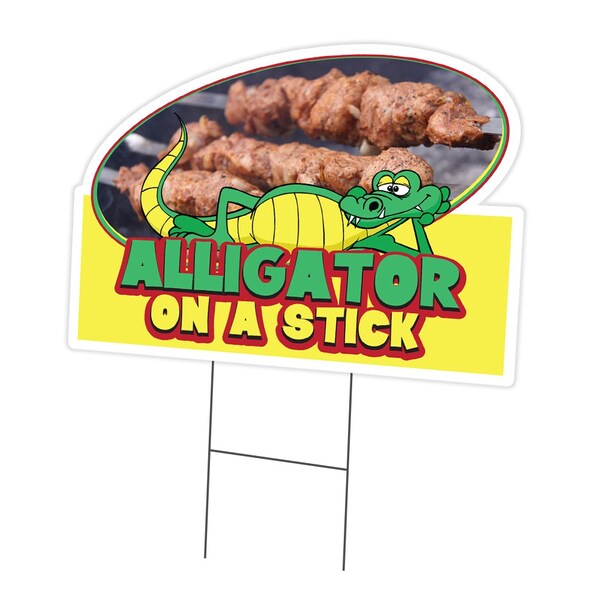 Signmission Alligator On A Stick Die Cut Yard & Stake outdoor plastic coroplast window, 1216 C-DC-1216-Alligator On A Stick19 - main