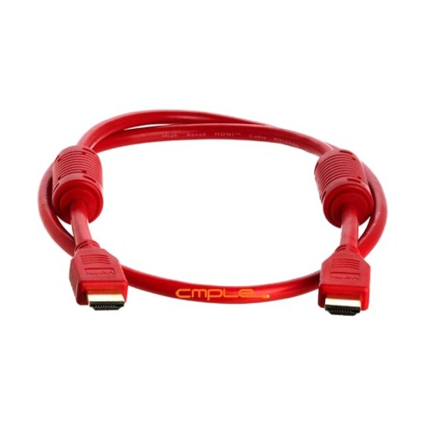Cmple 28AWG HDMI Cable with Ferrite Cores - Red- 3FT 975-N - main