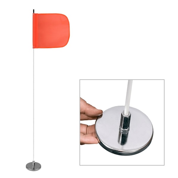Safetywhips Warning Whip Light Duty Whip with Flag, White Whip, Orange Flag, Fiberglass Whip, Nylon Flag LWM05-M - main