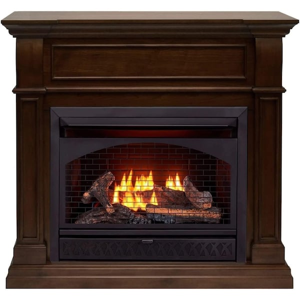 Procom Heating Dual Fuel Ventless Gas Fireplace, 26,000 BTU, T-Stat Control, Walnut Finish FBNSD28T-J-W - main