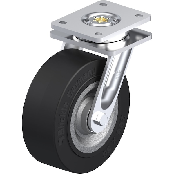 Blickle Swvl Plate Caster, Rubbr, 7-7/8", 1870 lb. LO-SE 202K - main