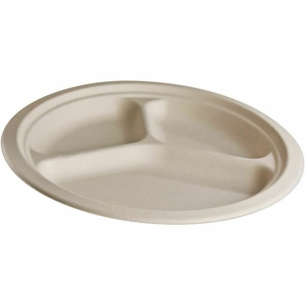 Conserve 10.25 3 Compartment Plates 10.25 50 Pack OFF WHITE (10216) 10216 - main