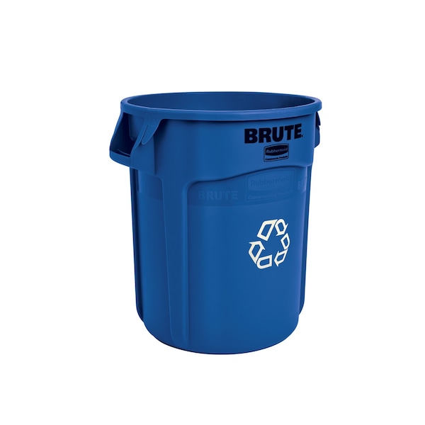 Rubbermaid Commercial 20 gal Round Recycling Bin, Open Top, Blue, Polyethylene, 1 Openings FG262073BLUE - main