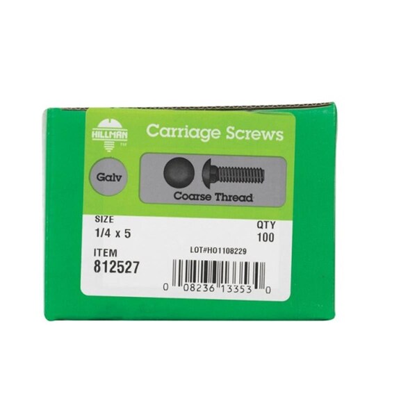 Hillman 812527 0.25 x 5 in. Coarse Thread Carriage Bolt 55393 - main