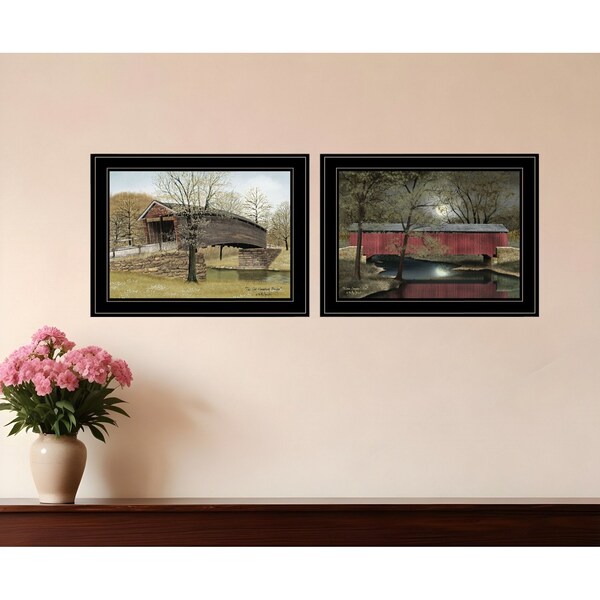 Homeroots Set Of Two Bridges of 2 Black Framed Print Wall Art, 2PK 406628 - main
