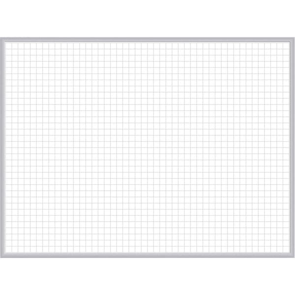 Ghent Dry Erase Board, Steel, 48 1/2 in, 72 1/2 in, Aluminum Frame, White/Gray, Gloss GRPM321G-46 - main