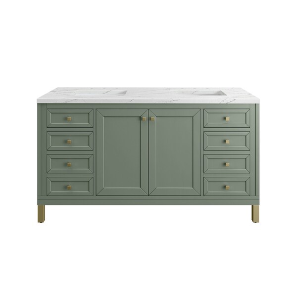 James Martin Vanities Chicago 60'' D Vanity, Smokey Celadon, w/ Ethereal Noctis Silestone Top w/FreePower Wireless Charger 503-V60D-SC-FENC - main