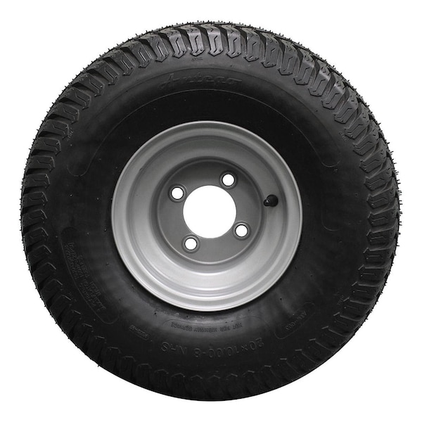 Antego 20 x 10-8 in Lawn Mower Tire & Wheel, 4 Ply, Silver / Grey A87000105003042010008 - main