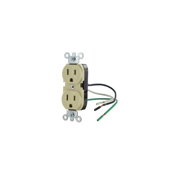 Leviton Industrial Series Heavy Duty Grade Duplex Receptacle, 15 Amp, 125 Volt 5262-LI - main