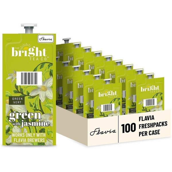 Flavia Tea Flavia Pouches, Green with Jasmine, Pouch, Green Tea, 0.07 oz, 100 PK 48023 - main