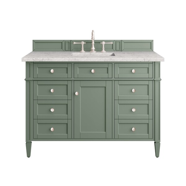 James Martin Vanities Brittany 48'' S Vanity, Smokey Celadon w/ Jasmine Pearl Top w/FreePower Wireless Charger 650-V48-SC-FEJP - main