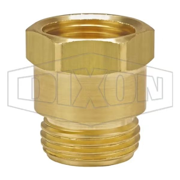 Dixon Garden Hose Adapter, 3/4-14 x 3/4-11-1/2 Nominal, FNPT x Male Garden Hose Threaded End Style, Brass, 5071212C - main