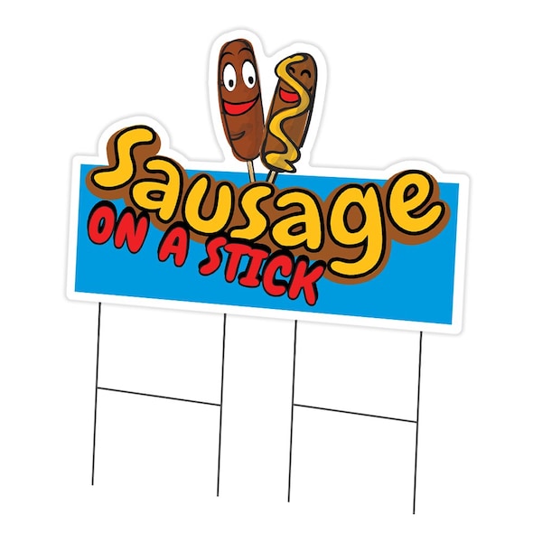 Signmission Sausage On Stick Die Cut Yard & Stake outdoor plastic coroplast window, C-DC-2436-Sausage On Stick19 C-DC-2436-Sausage On A Stick19 - main