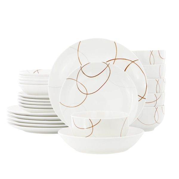Elama Sydney 24 Piece Porcelain Double Bowl Dinnerware Set, Service for 6 750123743M - main