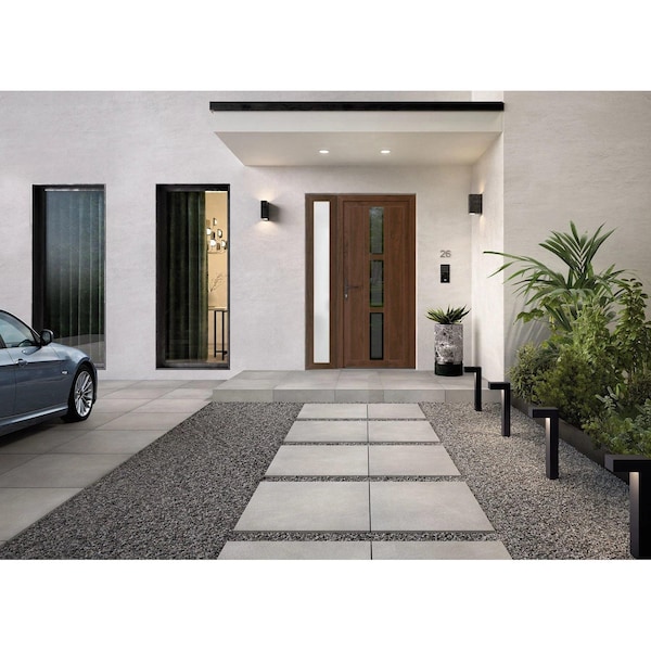 Vdomdoors Front Exterior Prehung Metal-Plastic Door Frosted Glass / MANUX 8112 Walnut / Office Commercial and MANUX8112EXD-WLN-W32+14-H80-RH-I - main