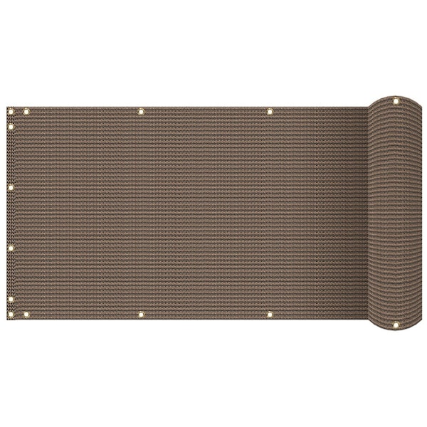Wrightmaster 3 ft. x 10 ft. Brown Balcony Privacy Fence Screen with UV Blockage for Balcony Porch Patio Deck Yard ZR-0310BW - main